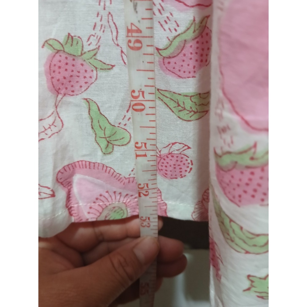 Julia Amory Pink Poppy Strawberry Block Print Cotton Shirt Dress Maxi Medium NWT - Picture 10 of 14